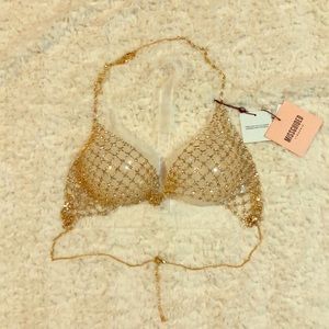 Misguided gold and diamond see-through bra- size L